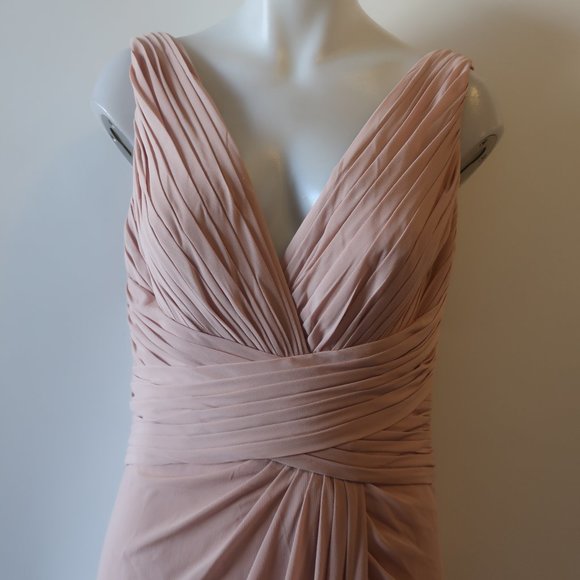 NWT WOMENS WATTERS & WATTERS BLUSH PINK PLEATED SLEEVELESS GOWN 10 * - Picture 4 of 14
